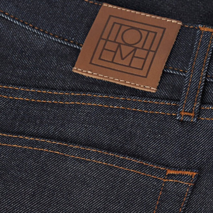 Toteme Raw Denim Twisted Seam Full-Length Jacket Dark Indigo 231 240 738