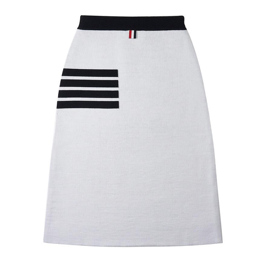 THOM BROWNE Women’s 4-Bar Stripe Wool Long Skirt