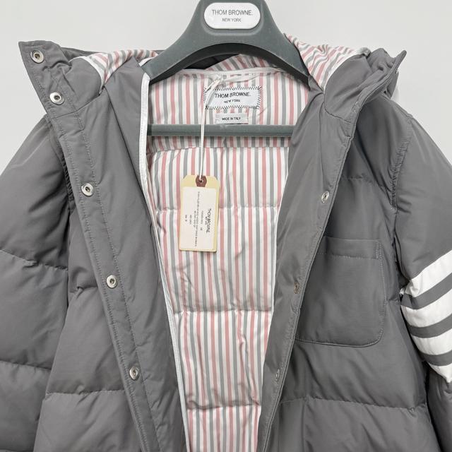THOM BROWNE 4-Bar Military Goose Down Puffer Coat Gray Women’s