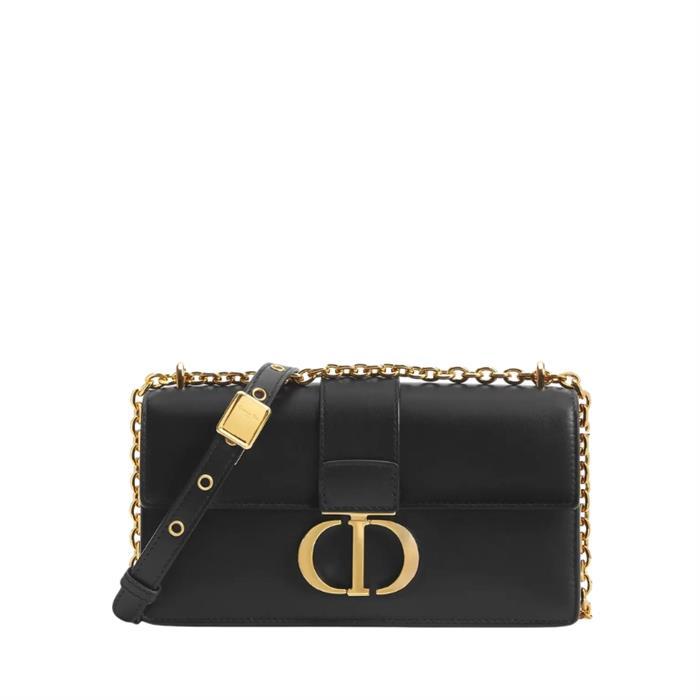 DIOR 30 Montaigne East-West Chain Shoulder Bag Black Leather