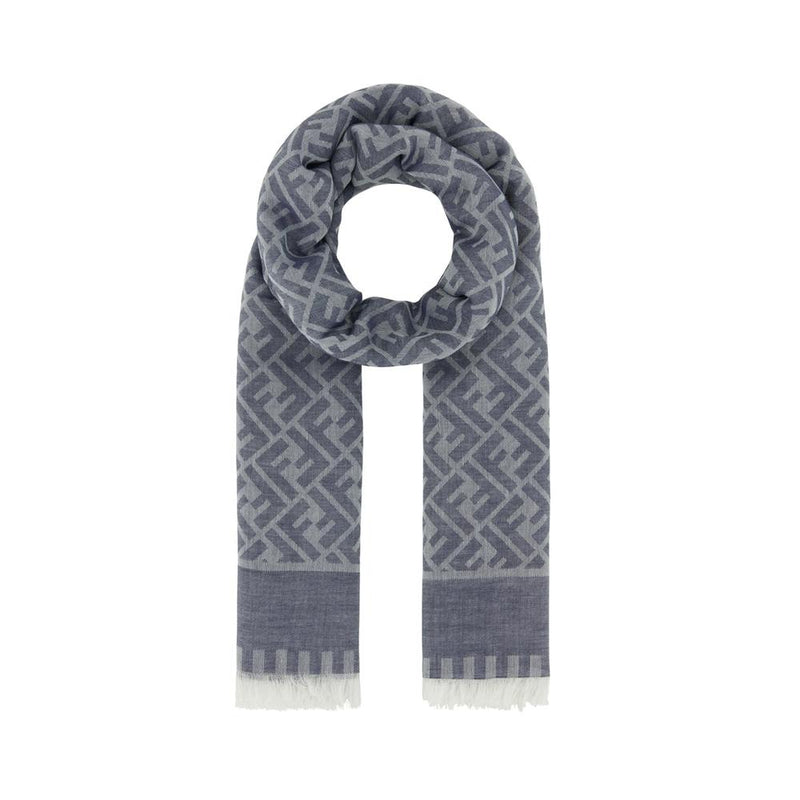 FENDI FF Jacquard Scarf Blue