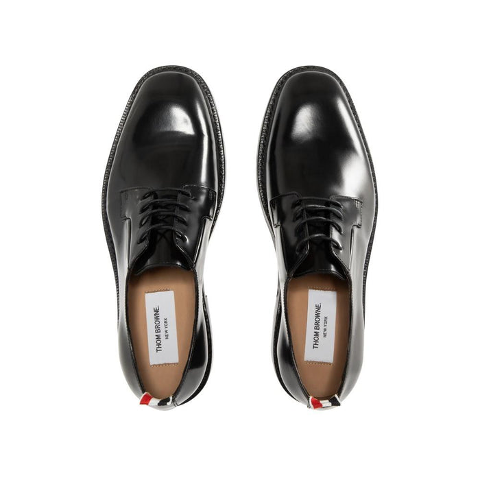 THOM BROWNE Soft Spazzolato Leather Oxford Shoes Black Men