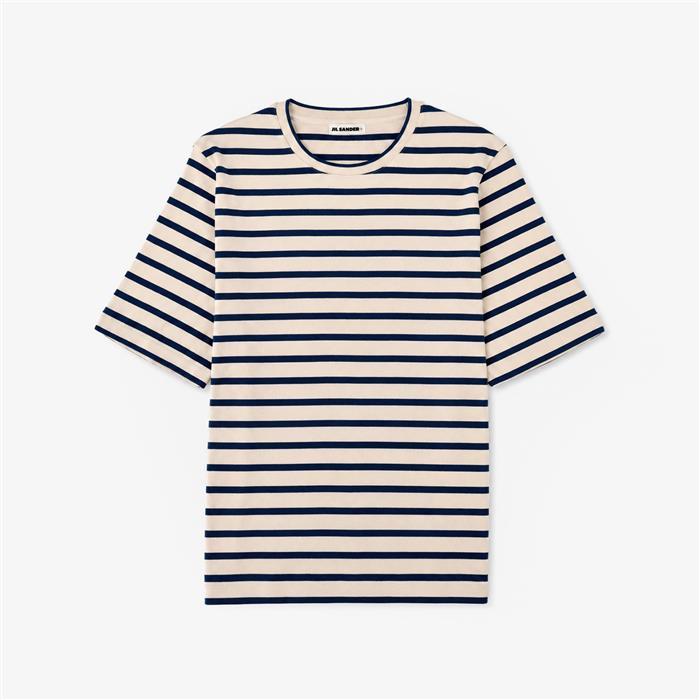 JIL SANDER Logo Patch Stripe Short Sleeve T-Shirt for Men