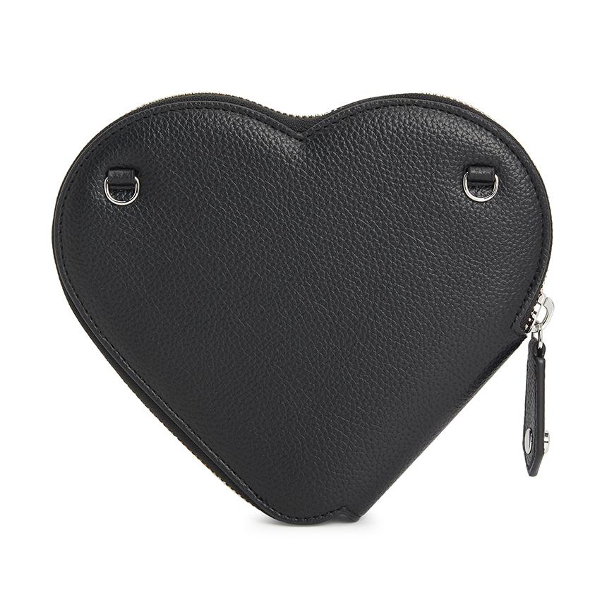 Vivienne Westwood Heart Chain Crossbody Bag Black Leather Women