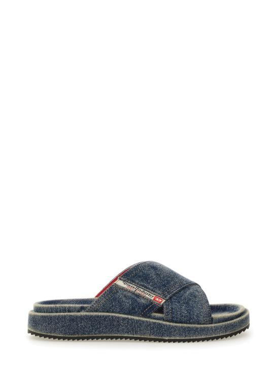 DIESEL Blue Mule Slide Sandals Y03612P0320HA711 BLUE DOM