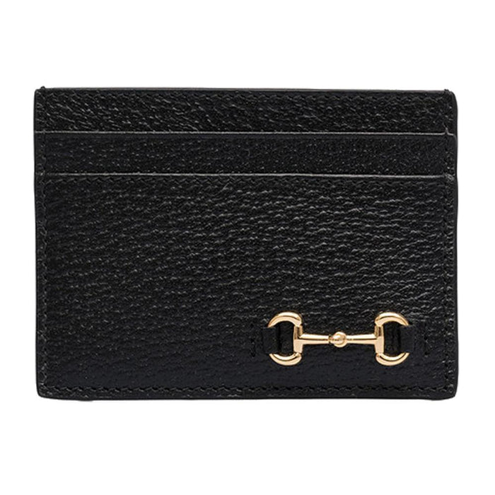 GUCCI Black Leather Horsebit Card Holder Wallet