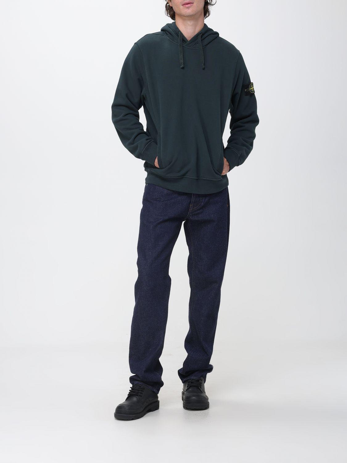 STONE ISLAND Cotton Fleece Hoodie Green Men’s Pullover