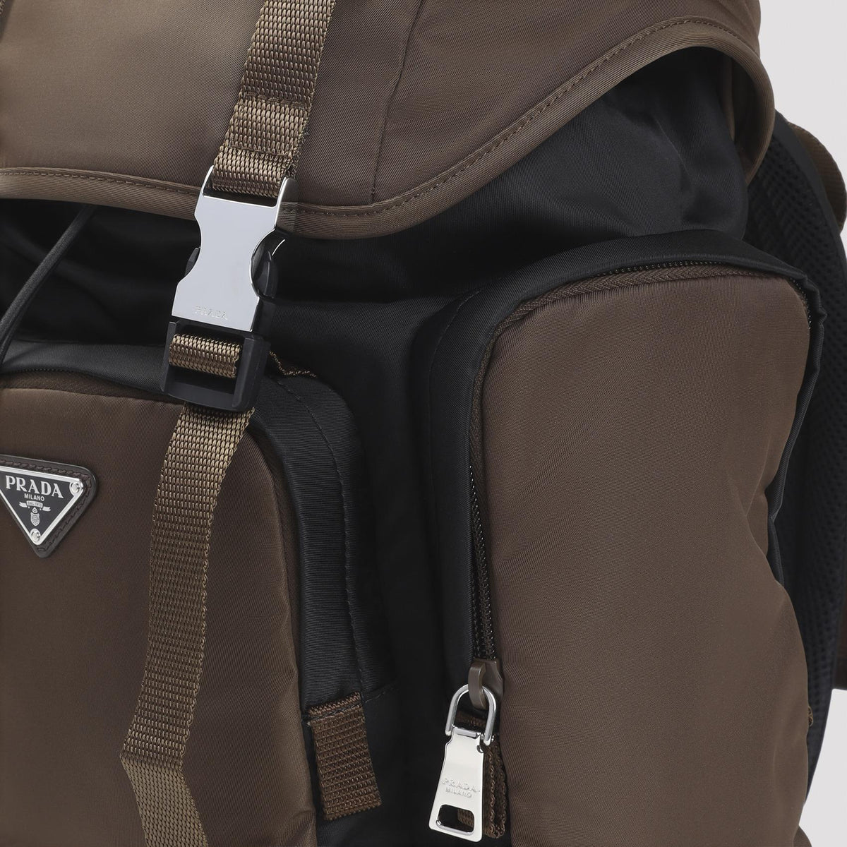 PRADA Black Nylon Leather Backpack