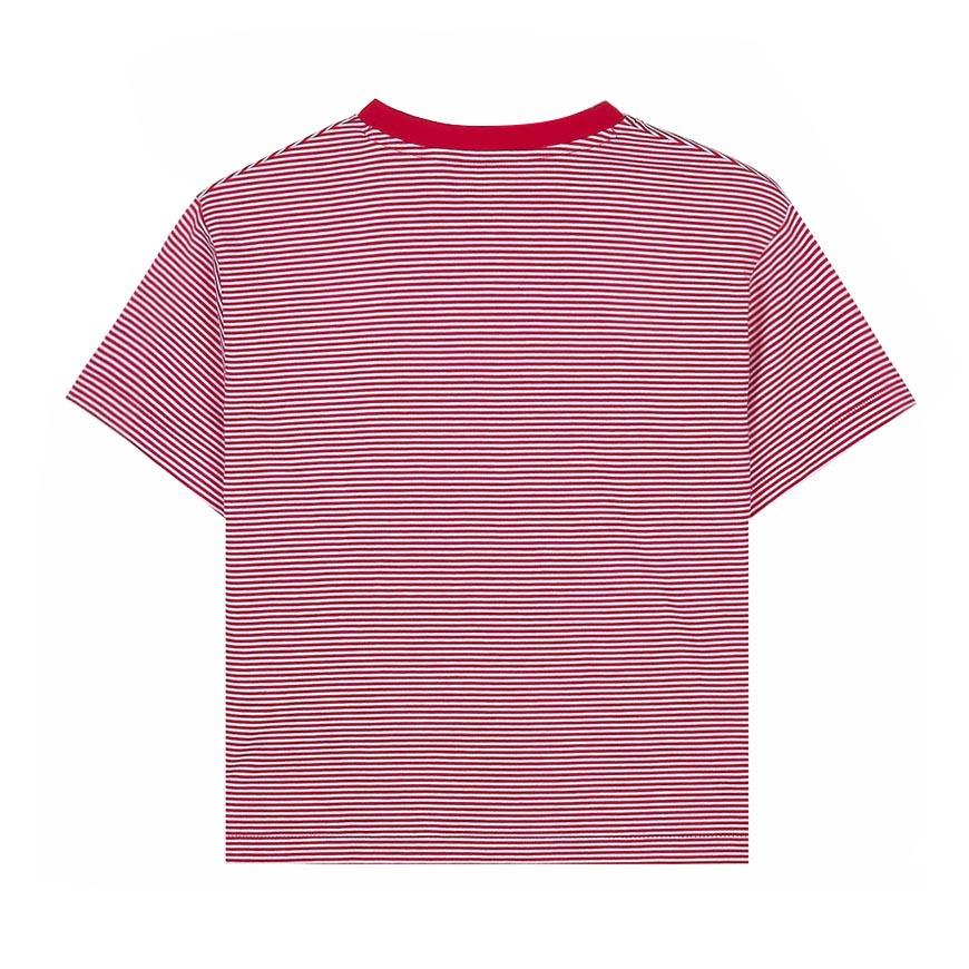 DANTON Women's Short Sleeve Cropped T-Shirt C0408 CVT RED X WHITE