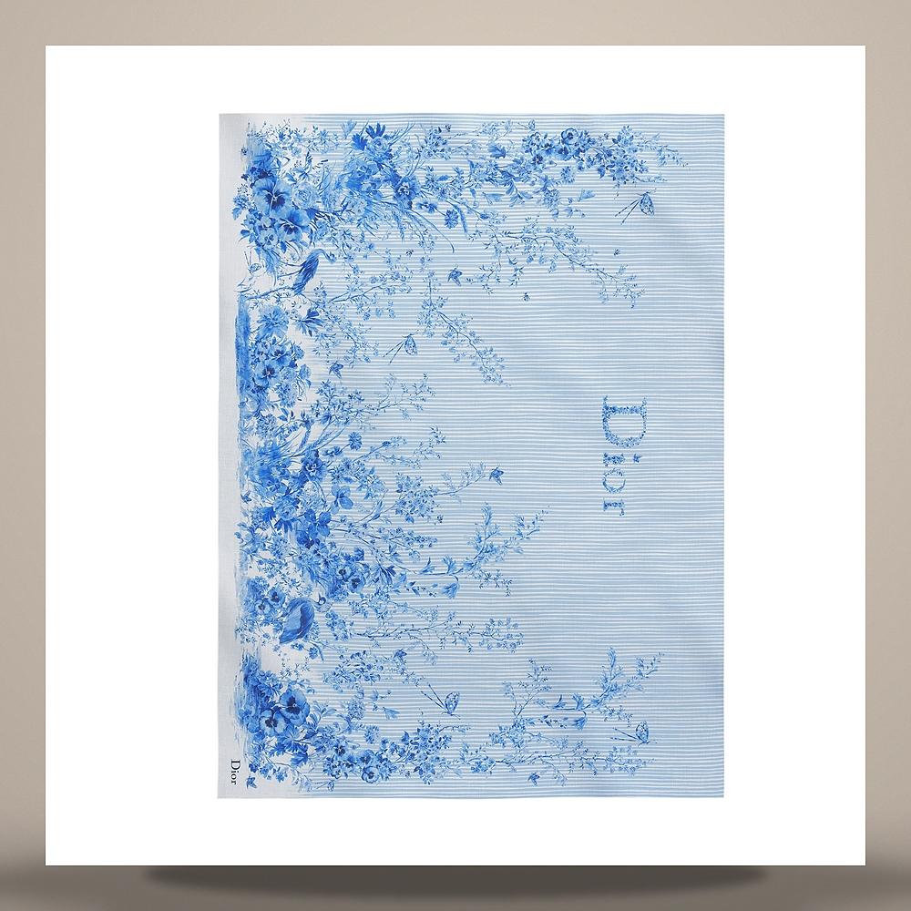 DIOR Dioriviera Toile de Jouy Floral Cotton Pareo Scarf White 64TR001S3154 C505