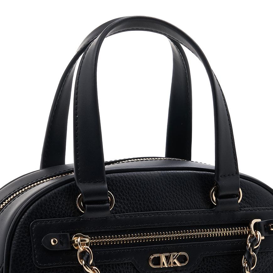 Michael Kors Women’s Logo Chain Tote Bag Black Leather Tote