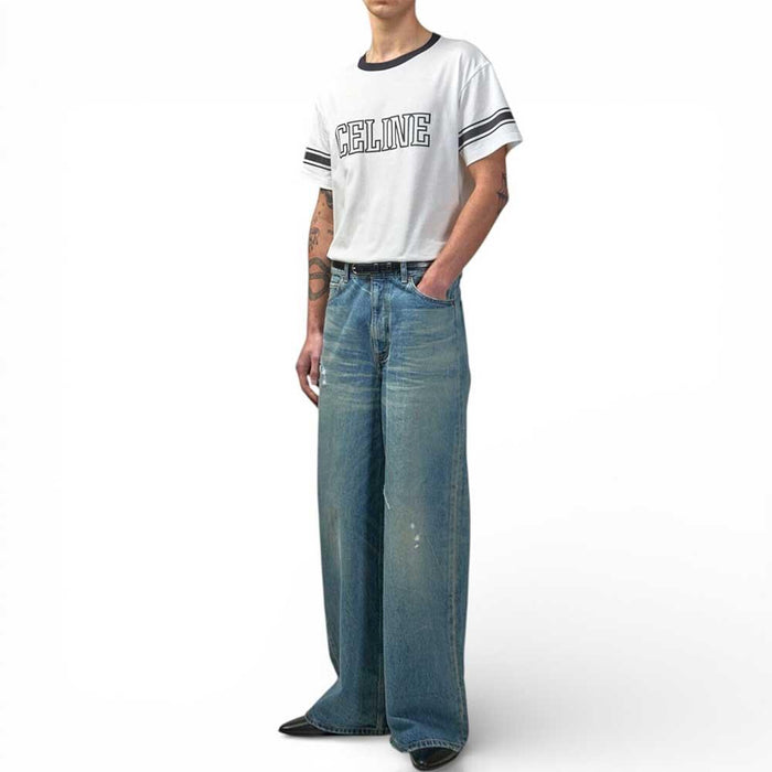 CELINE Men’s Loose Triomphe Short Sleeve T-Shirt White