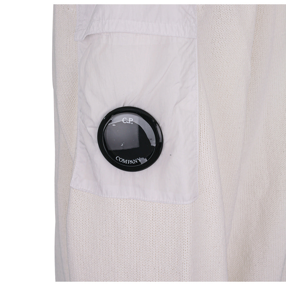 CP Company Men’s Knit Hooded Zip-Up Sweater White