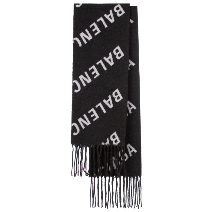 BALENCIAGA Men's Allover Logo Wool Scarf 697725