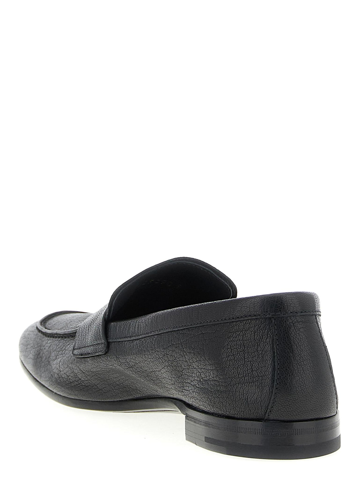 PRADA Black Leather Slip-On Loafers for Men
