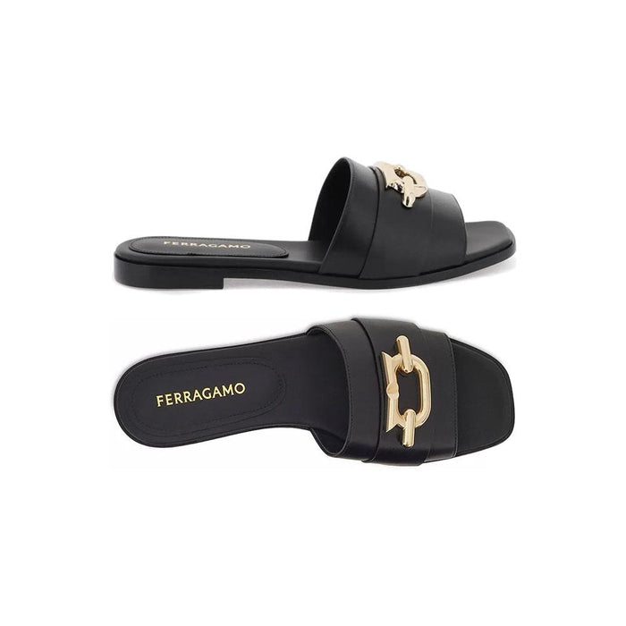 Ferragamo PRISCILLA 10 Black Slide Sandals 0763941