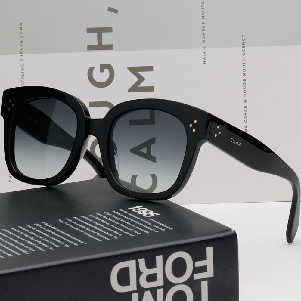 CELINE Thick Acetate Oversized Square Sunglasses Black Unisex