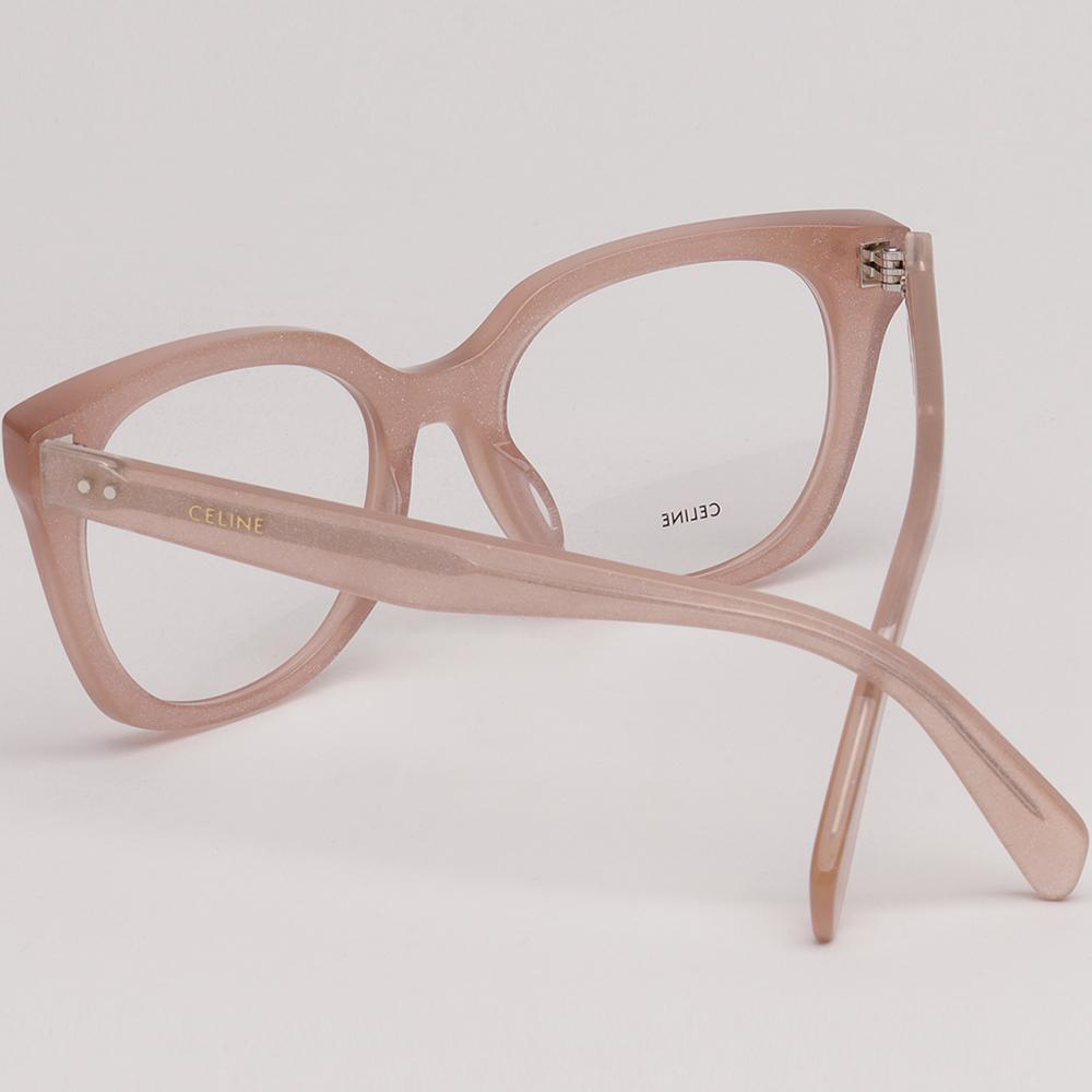 CELINE Pink Pearl Cat-Eye Square Acetate Eyeglass Frames CL50116I 074