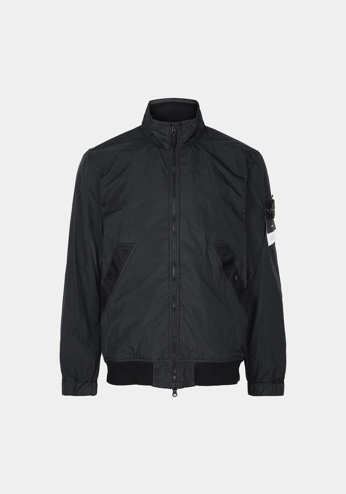 STONE ISLAND Black Crinkle Reps Windbreaker Zip Jacket L2S154100002 S0A23 V0029