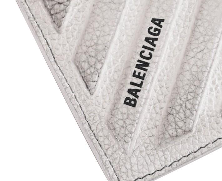 BALENCIAGA Dirty Effect Leather Card Holder Wallet