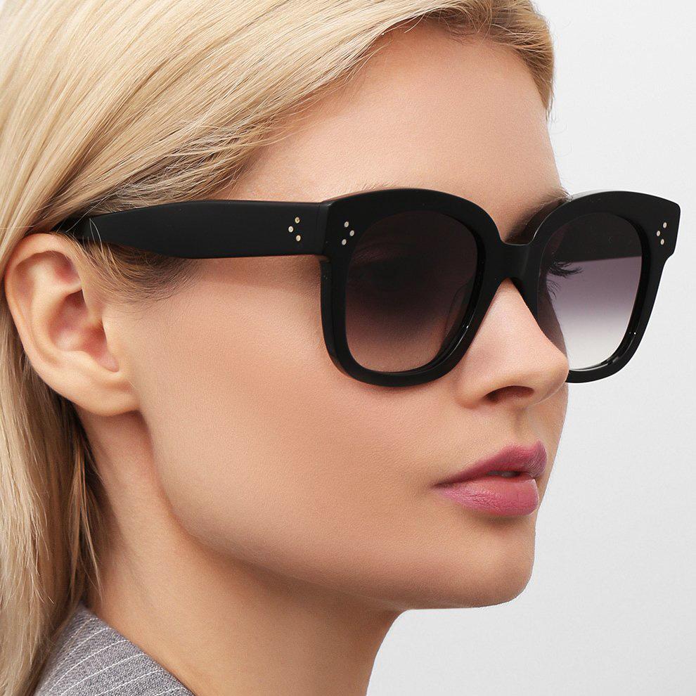 CELINE Thick Acetate Oversized Square Sunglasses Black Unisex
