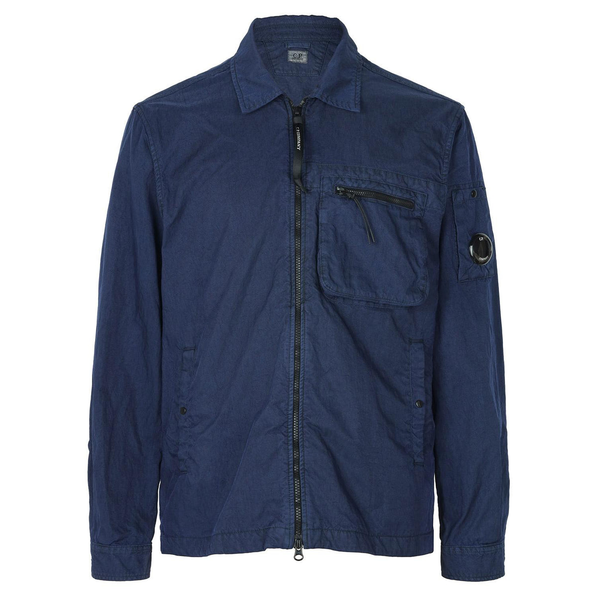 CP Company Navy Panama R Lens Zip-Up Overshirt Jacket 20CMOS074A 110540S 889