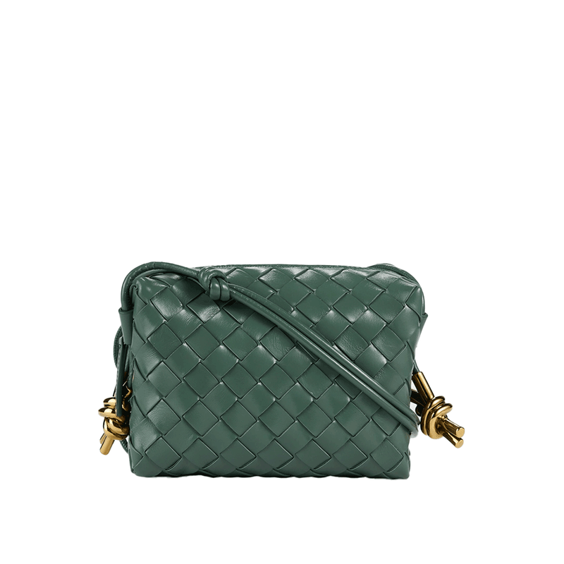 Bottega Veneta Intrecciato Mini Loop Camera Bag Green Leather