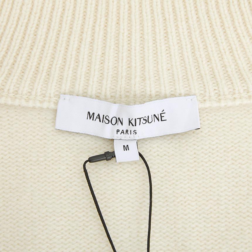 Maison Kitsune Fox Head Wool Cardigan Women Gray NW00509 KM0329 0395