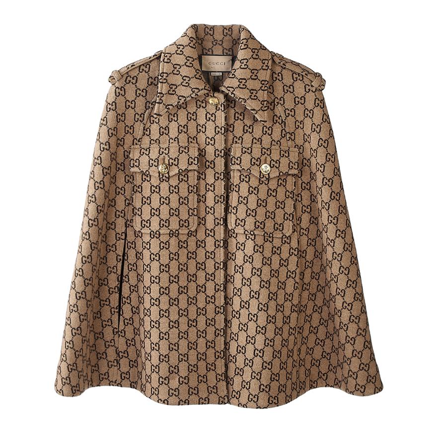GUCCI GG Wool Cape Beige Women’s Top
