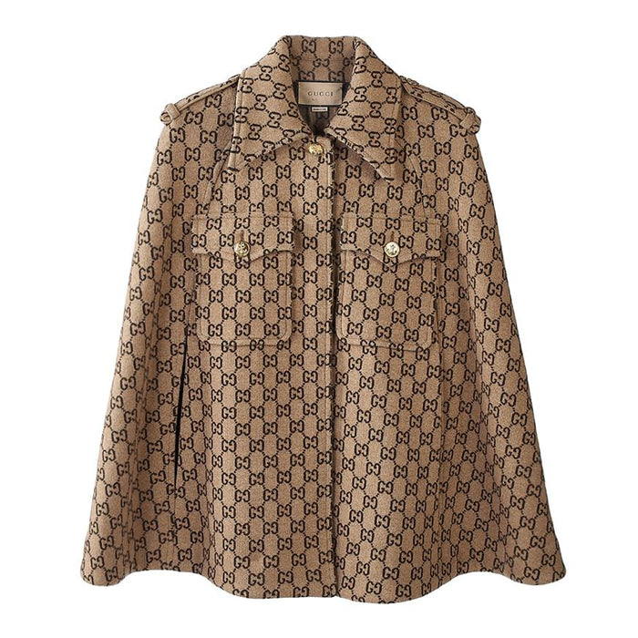 GUCCI GG Wool Cape Beige Women’s Top
