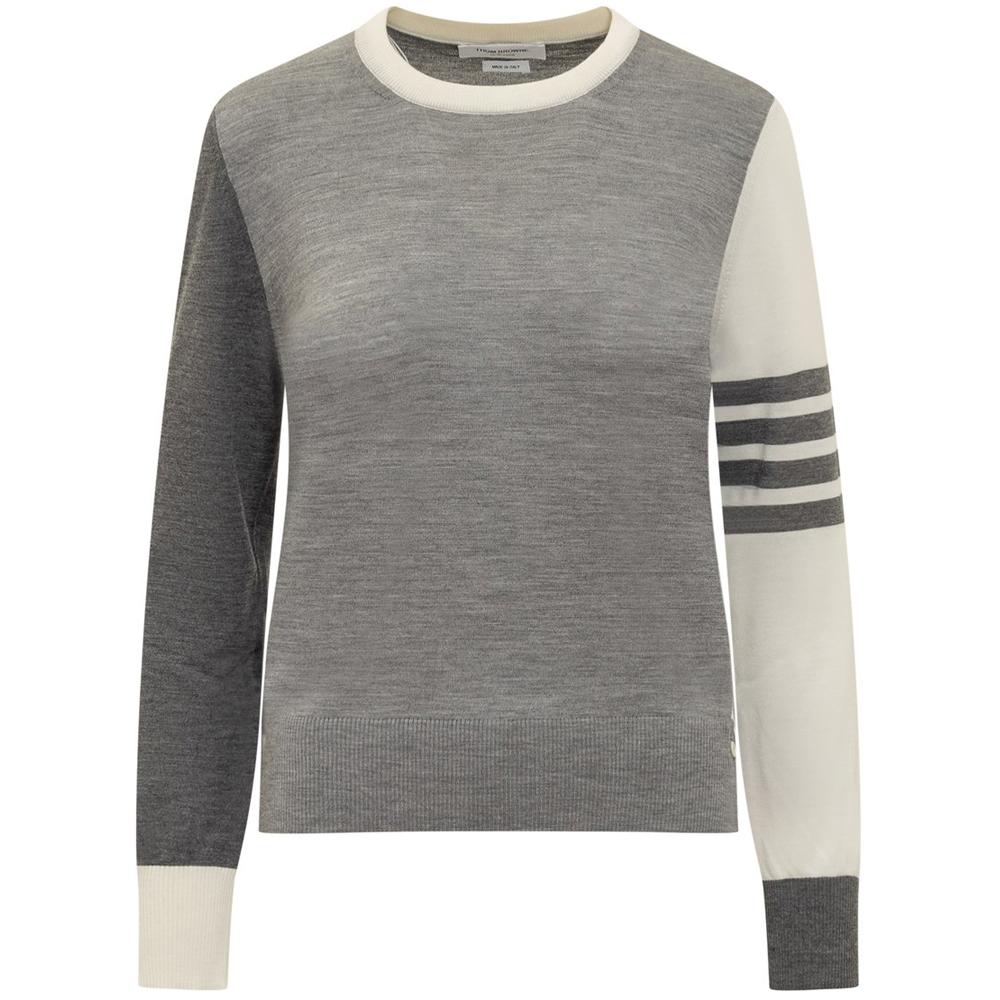 THOM BROWNE diagonal armband fun-mix crewneck knit sweater women