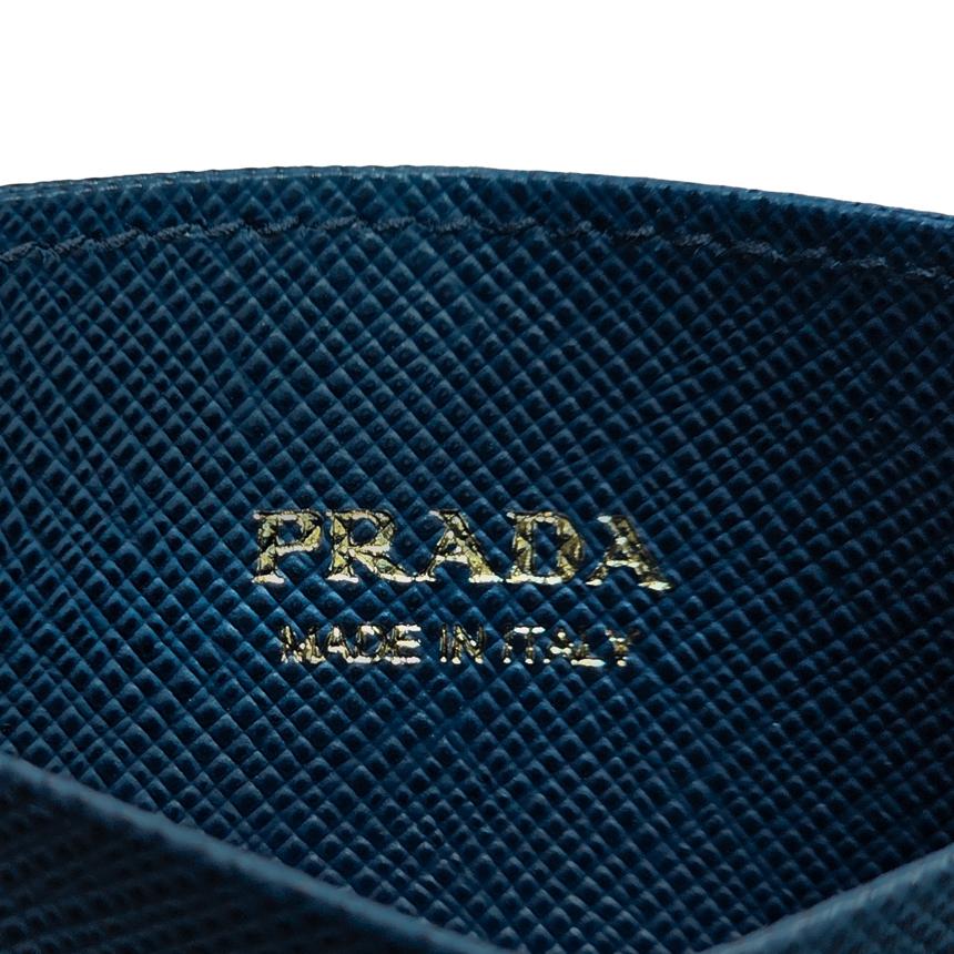 PRADA Saffiano Leather Card Holder Bluette Women’s Wallet 1MC208
