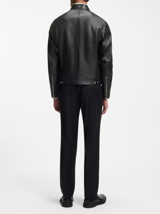 HUGO BOSS Black Leather Jacket for Men