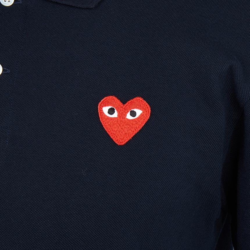 Comme des Garcons Red Heart Patch Polo Short Sleeve Unisex T-Shirt AX T006 051 2