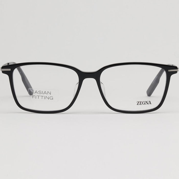 Zegna Black Square Acetate Asian Fit Eyeglass Frames EZ5246F 001
