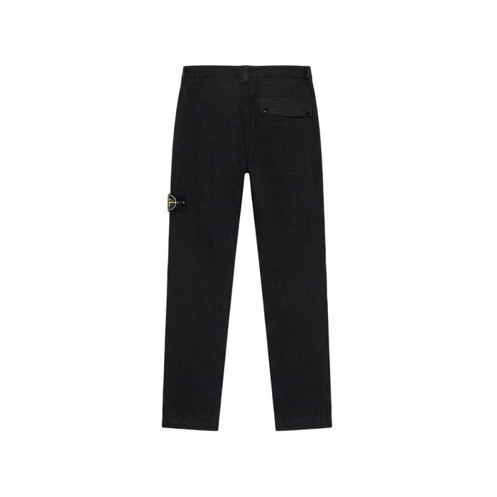 STONE ISLAND Cotton Herringbone Regular Fit Chino Trousers Patch Pocket Black