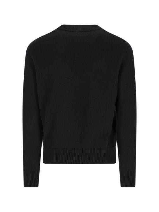 SUNFLOWER Black Round Neck Knit Sweater for Men