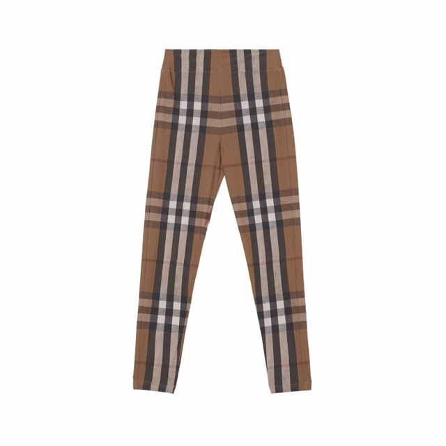BURBERRY Check High-Waist Leggings Birch Brown Women’s