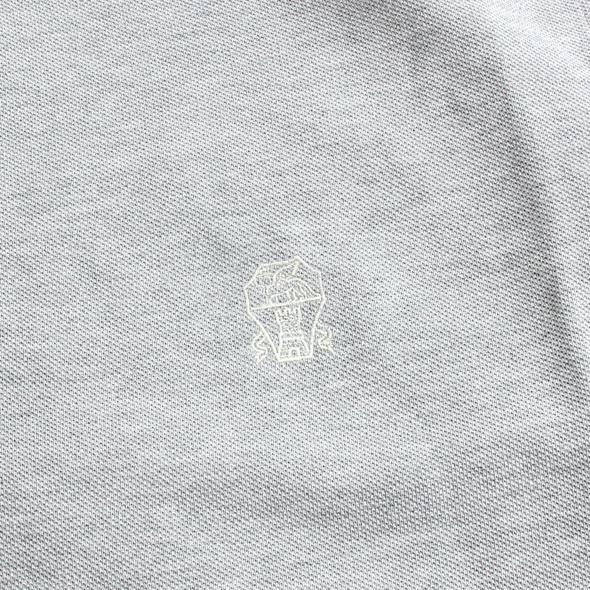 Brunello Cucinelli Embroidered Logo Grey Cotton Polo Shirt