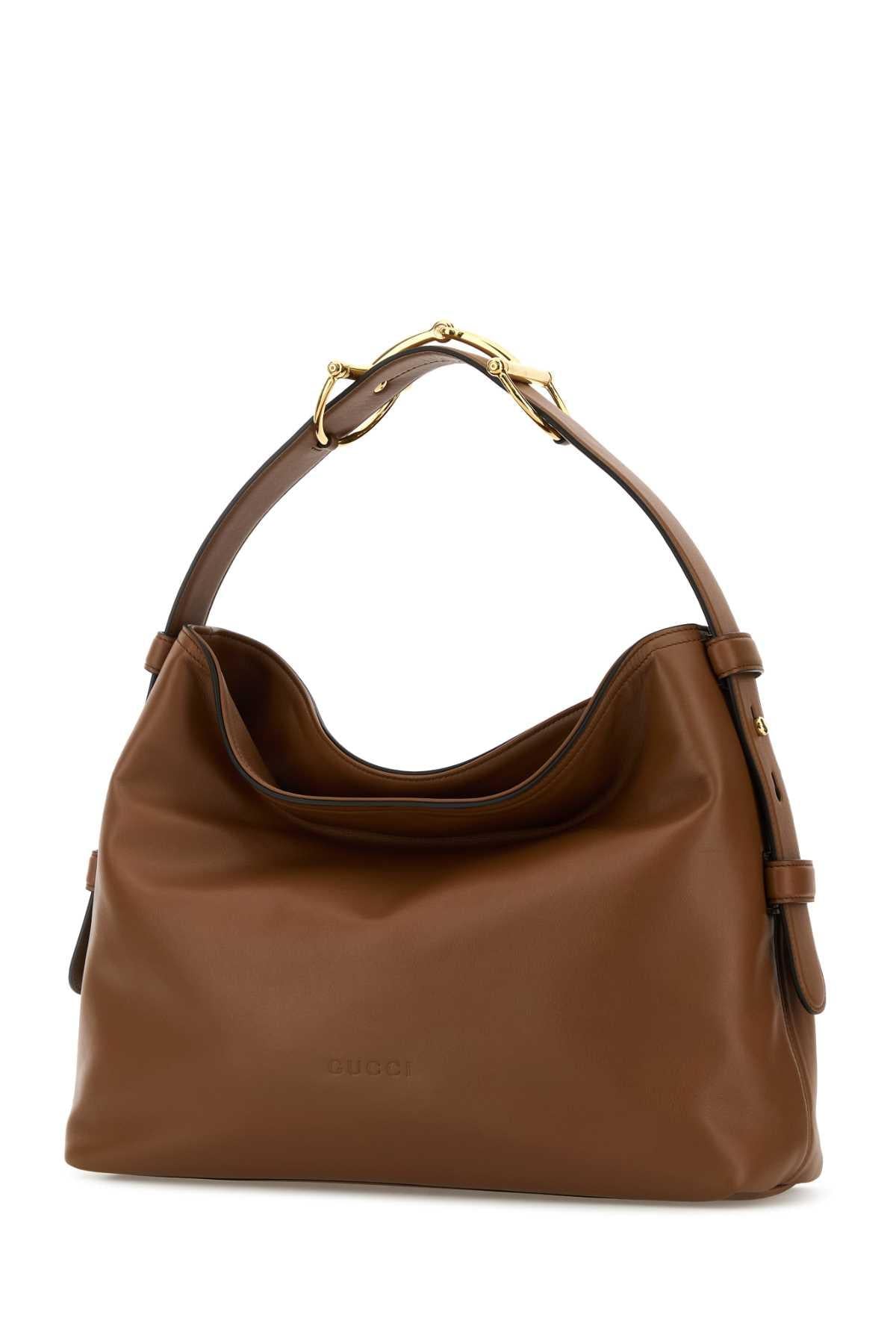 GUCCI Brown Leather Shoulder Bag