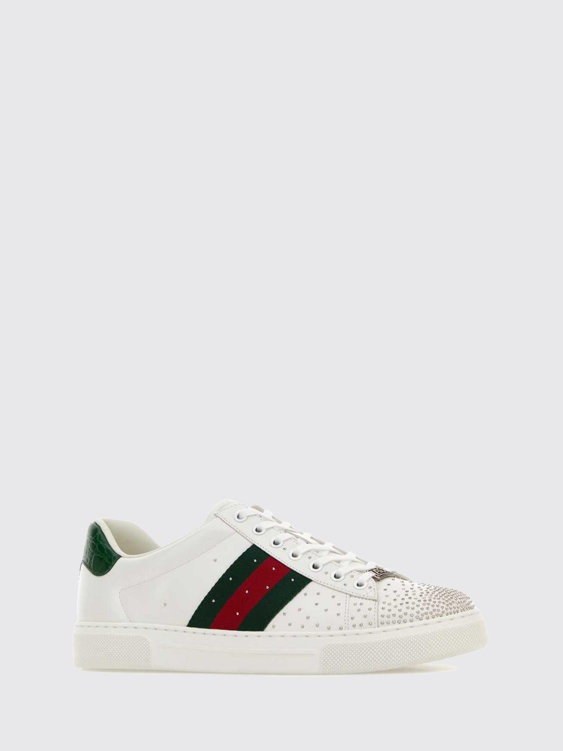 GUCCI White Leather Low Top Sneakers
