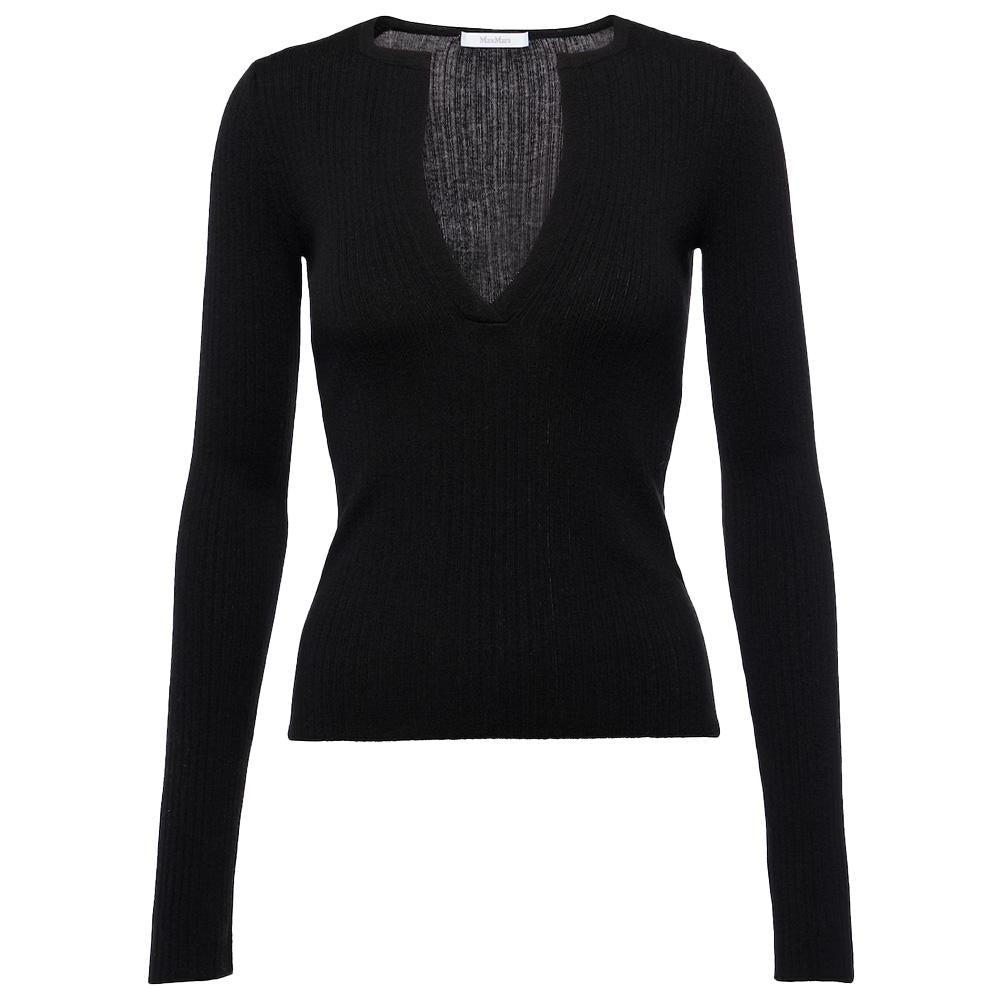 Max Mara Wool-Silk Crewneck Sweater Black 21366111600 009