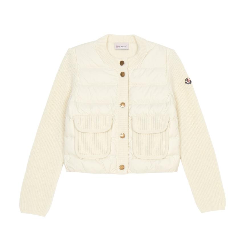Moncler Kids Padded Cardigan White Knit Women’s