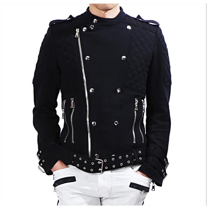 Balmain Belted Leather Moto Jacket for Men S5HJ263B928 176