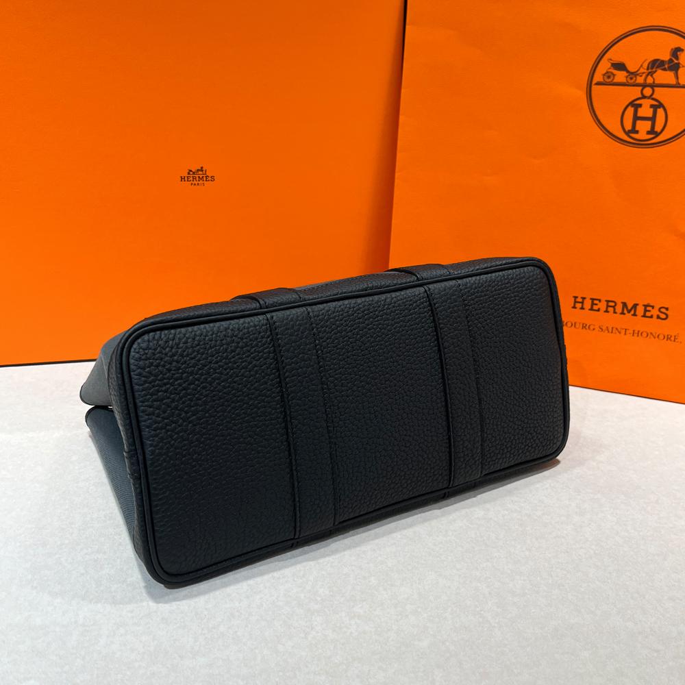 HERMES Garden Party Negonda Canvas 30 Ardoise Noir Black Palladium Tote