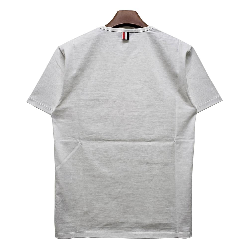 THOM BROWNE Classic Pocket Stripe T-Shirt White Cotton Mens