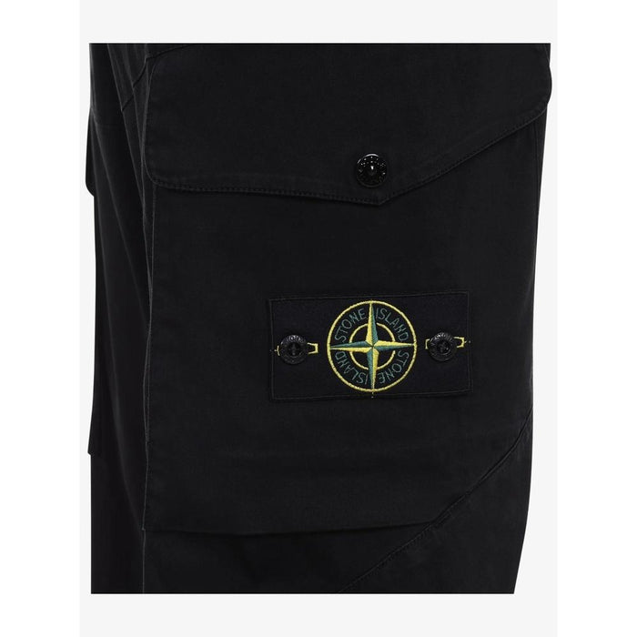 STONE ISLAND Cotton Satin Men's Cargo Pants Black