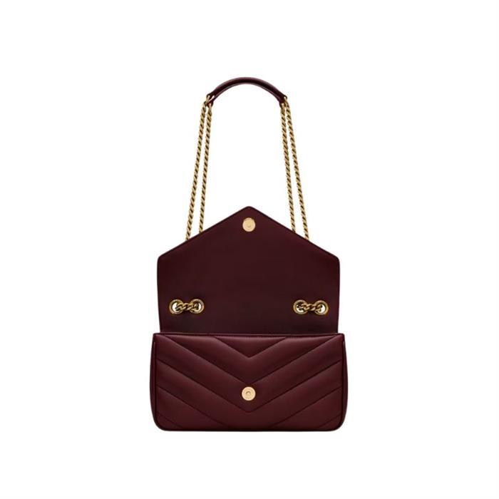 Saint Laurent Rouge Cabernet Leather Shoulder Bag 801437 AAEAX 6197