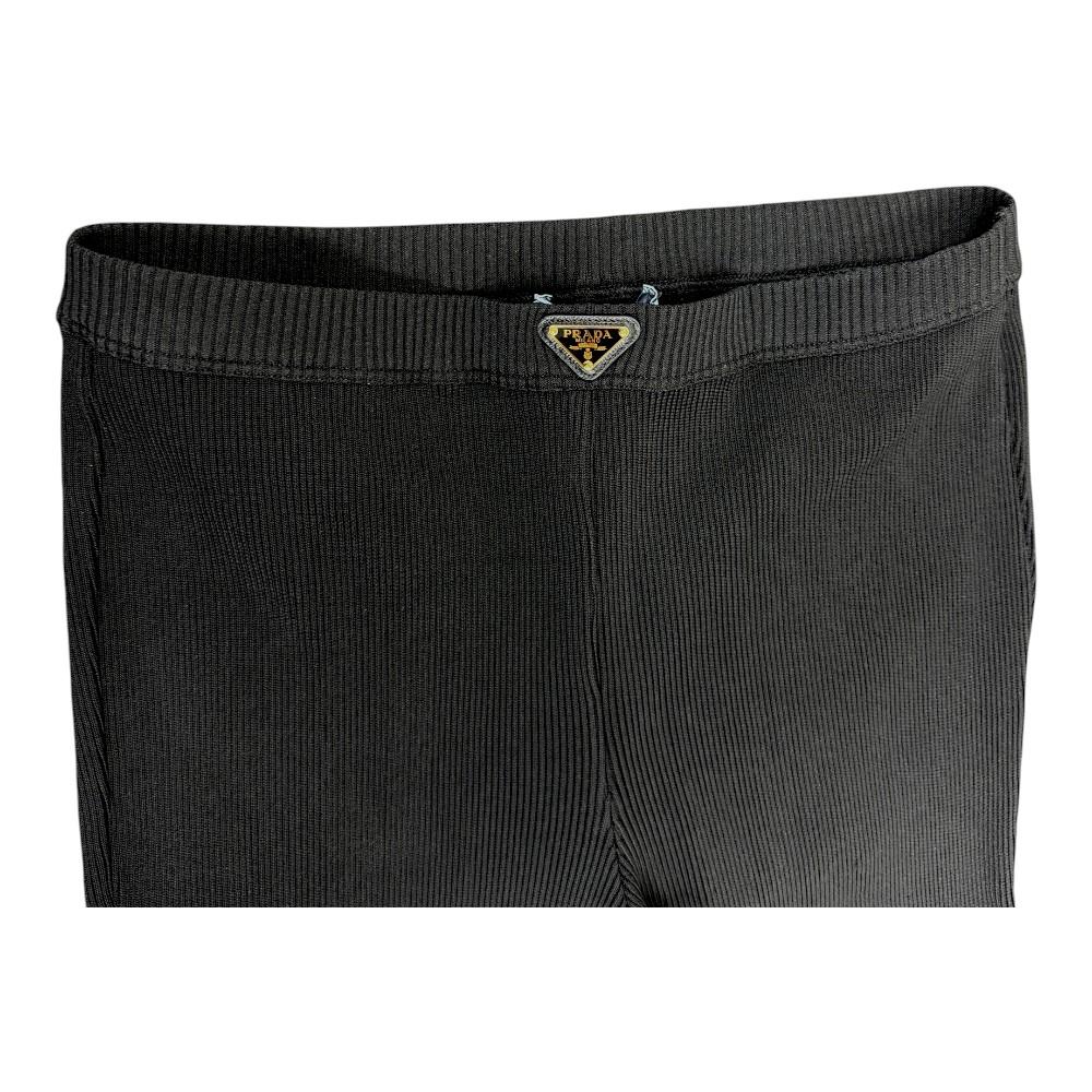 PRADA Women’s Metal Logo Black Leggings