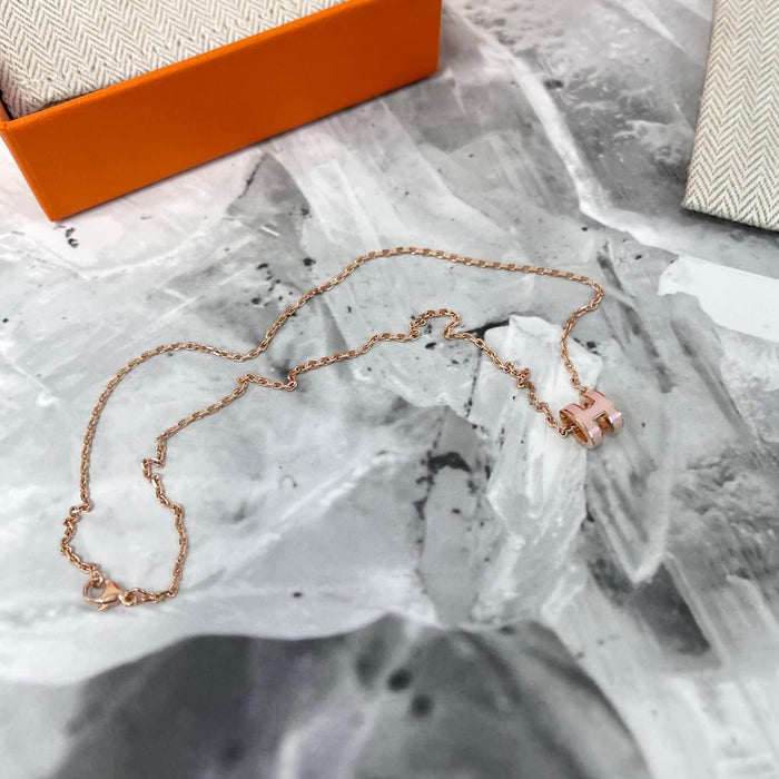 HERMES Mini Pop H Necklace Pop Ash Rose Dragée Rose Gold